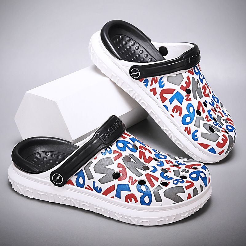 Men's Clogs; casual shoes; printed sandals; casual beach shoes; non-slip sandals; Platform slippers