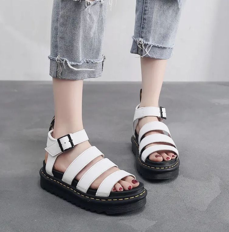 Summer new platform sandals lovers first layer leather slippers platform shoes 35-44