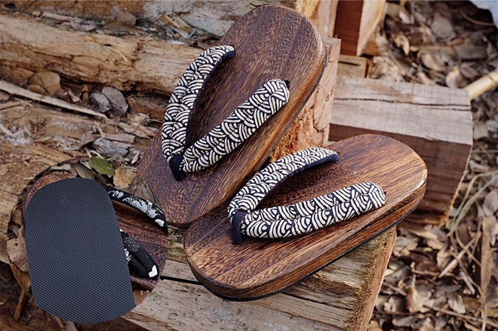 Japanese Wooden Clogs for Mens Sandals Japan Traditional Flat Shoes Non-slip Geta