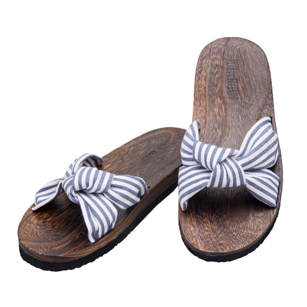 Womens Wooden Sole Clogs Sandals Non-slip Breathable Clogs Shoes Slipper Indoor Outdoor - Blue
