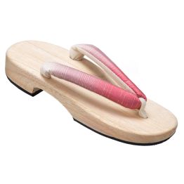 Womens Japanese Traditional Clogs Shoe Slipper Non-slip Kimono Geta Sandals - Red