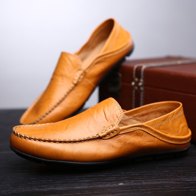 Men Loafers 2022 New Leather Shoes Men Casual Shoes Moccasins Breathable Sneakers Men Driving Shoes Comfort Flats Plus Size 46