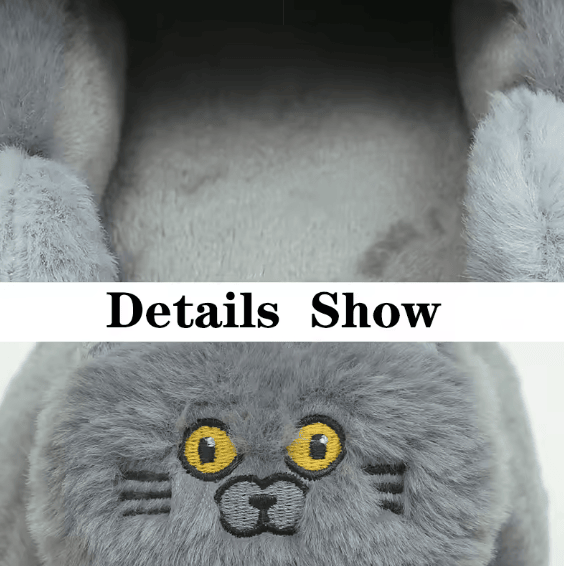 Cuddly Hug Cat Slippers Women Men Winter Home Slides Floor Shoes