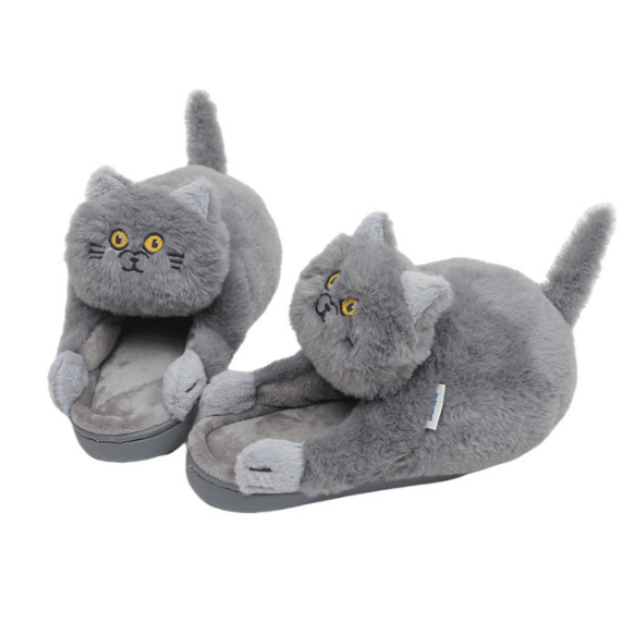 Cuddly Hug Cat Slippers Women Men Winter Home Slides Floor Shoes