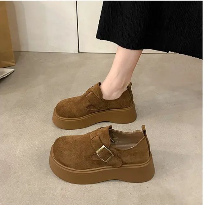 Spring new suede thick sole increase casual women's shoes fashion trend loafers